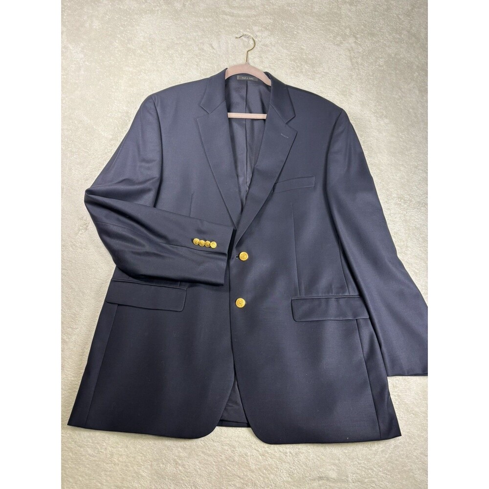 Lauren Ralph Lauren Blazer 44L Navy Blue Wool Jacket Gold Button Sport Coat